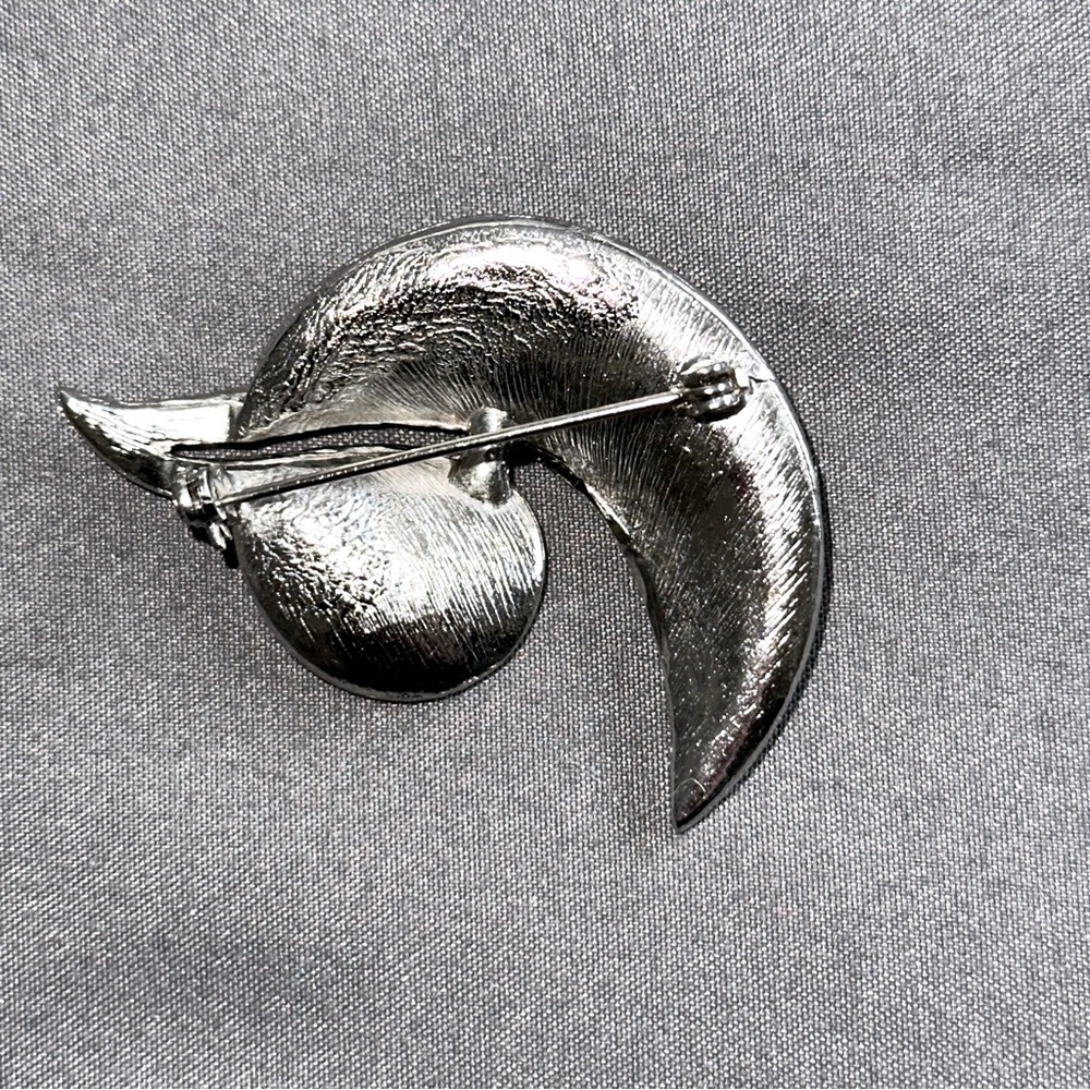 1980s Abstract Swirl Art Deco Large Brooch Pin - Picture 2 of 3